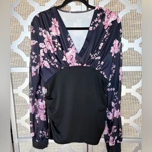 Source Unknown Black and Pink Floral Blouse